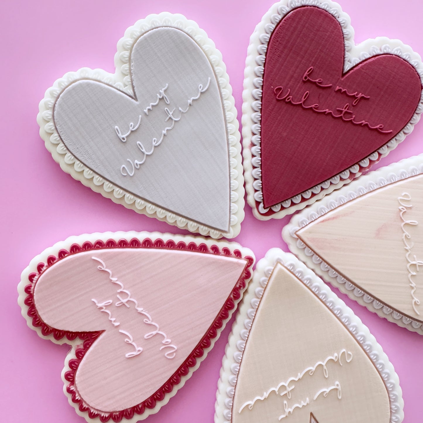Be my Valentine Scallopped Heart Cookie Stamp & Cutter