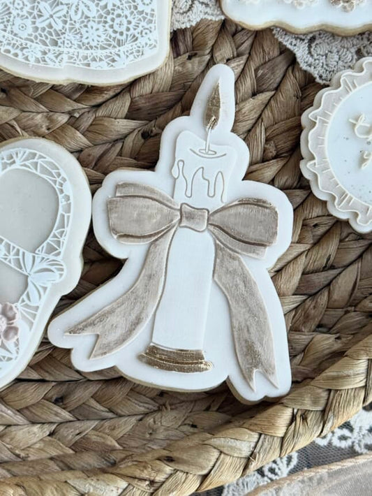 Candle with Bow Cookie Stamp & Cutter