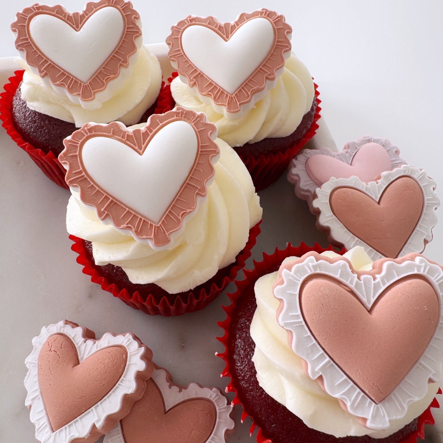 Mini Cutout Frilled Heart Cookie Stamp & Cutter