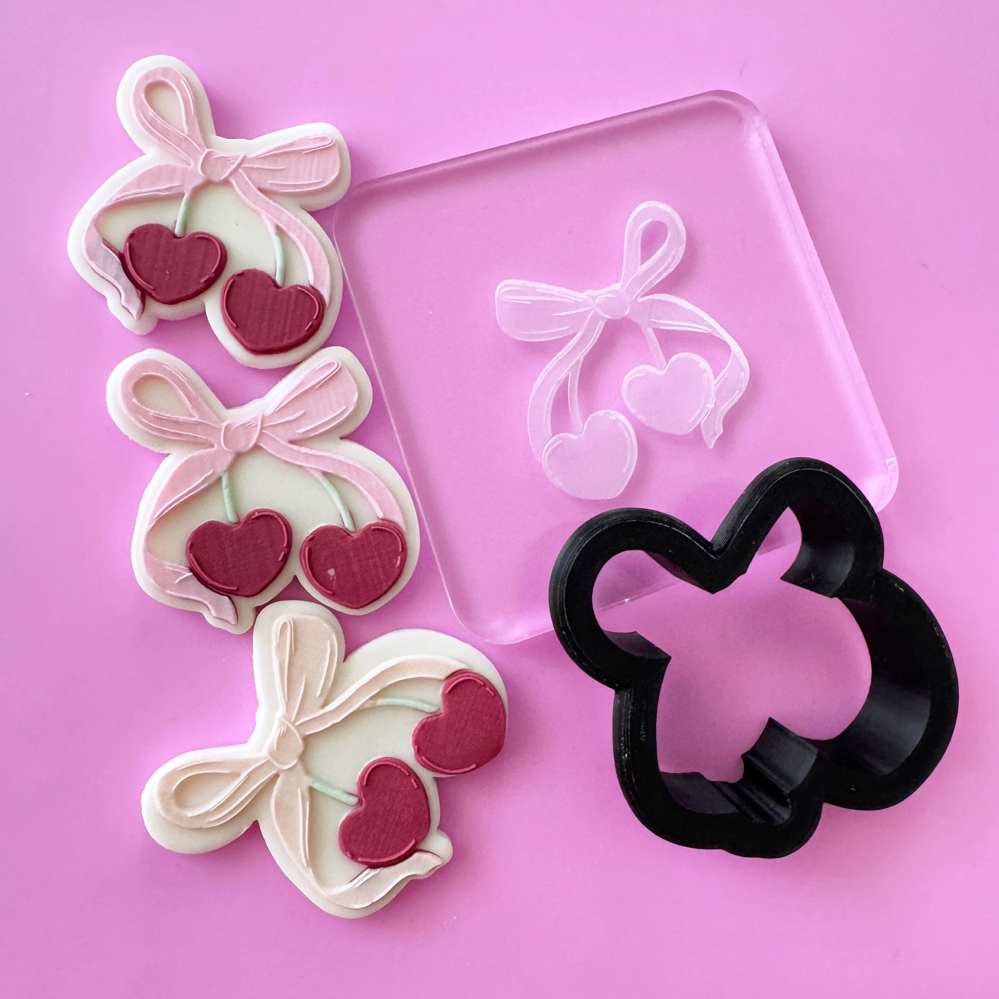 Standard Heart Cherries with Bow Cookie Stamp & Cutter