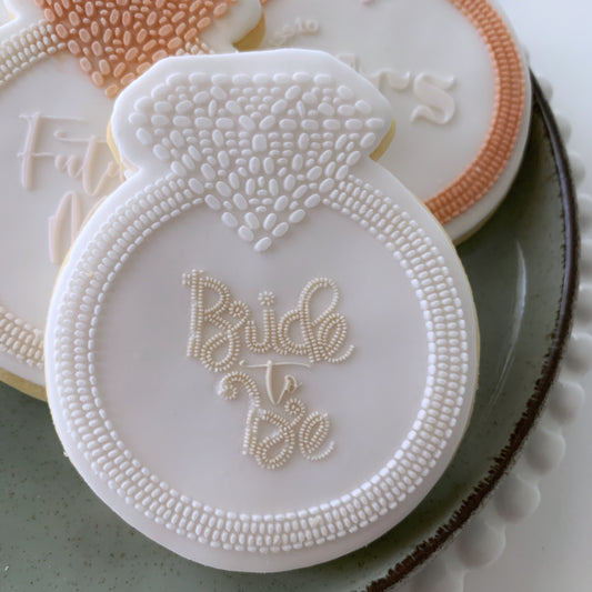 Bride to Be Beaded Diamond Ring Cookie Stamp & Cutter