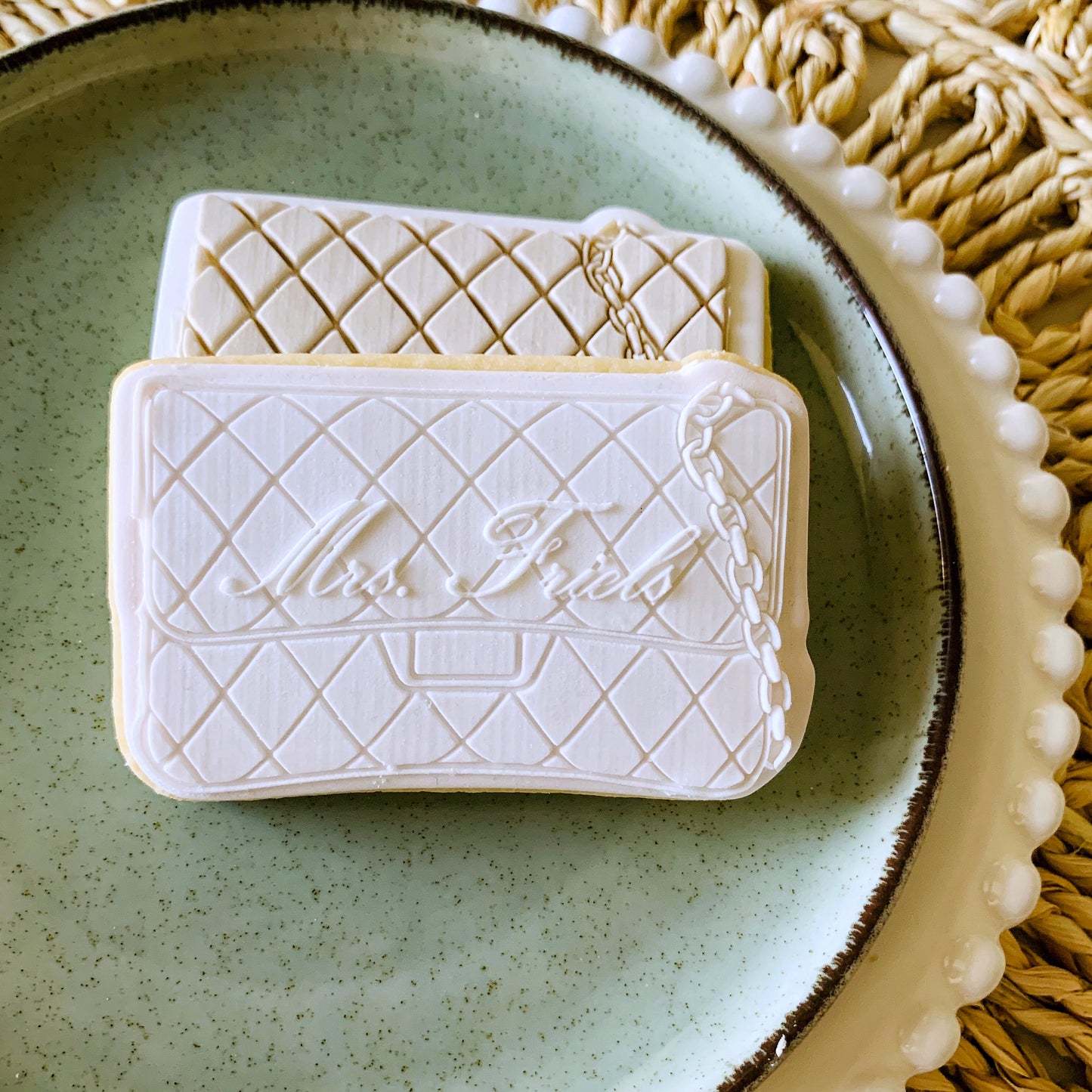 Personlised Quilted Bag Cookie Stamp & Cutter