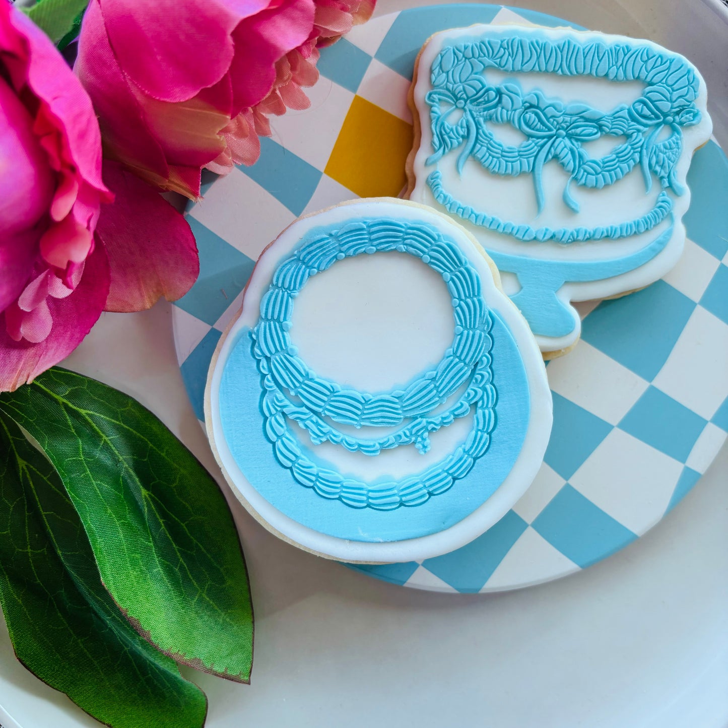 Round Lambeth Cake Cookie Stamp & Cutter