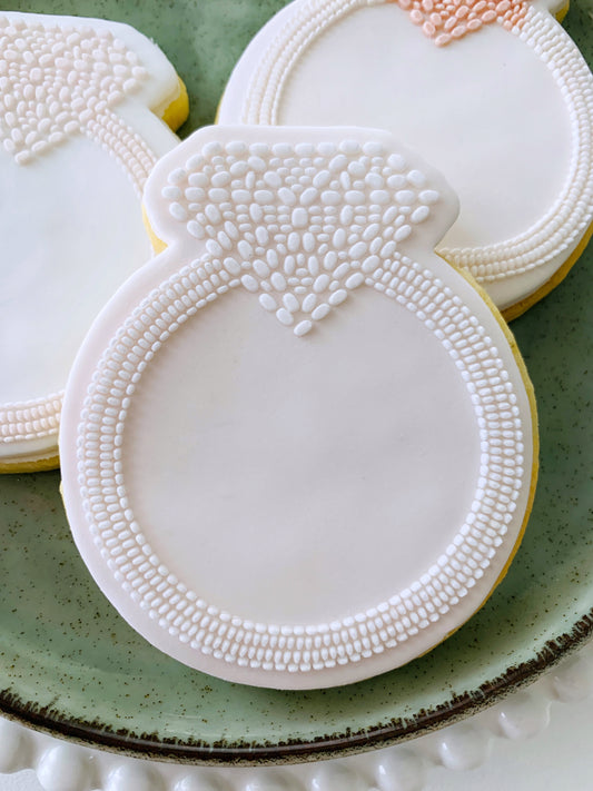 Beaded Diamond Ring Cookie Stamp & Cutter