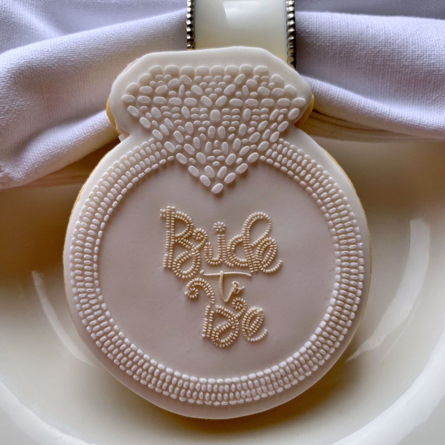 Bride to Be Beaded Diamond Ring Cookie Stamp & Cutter