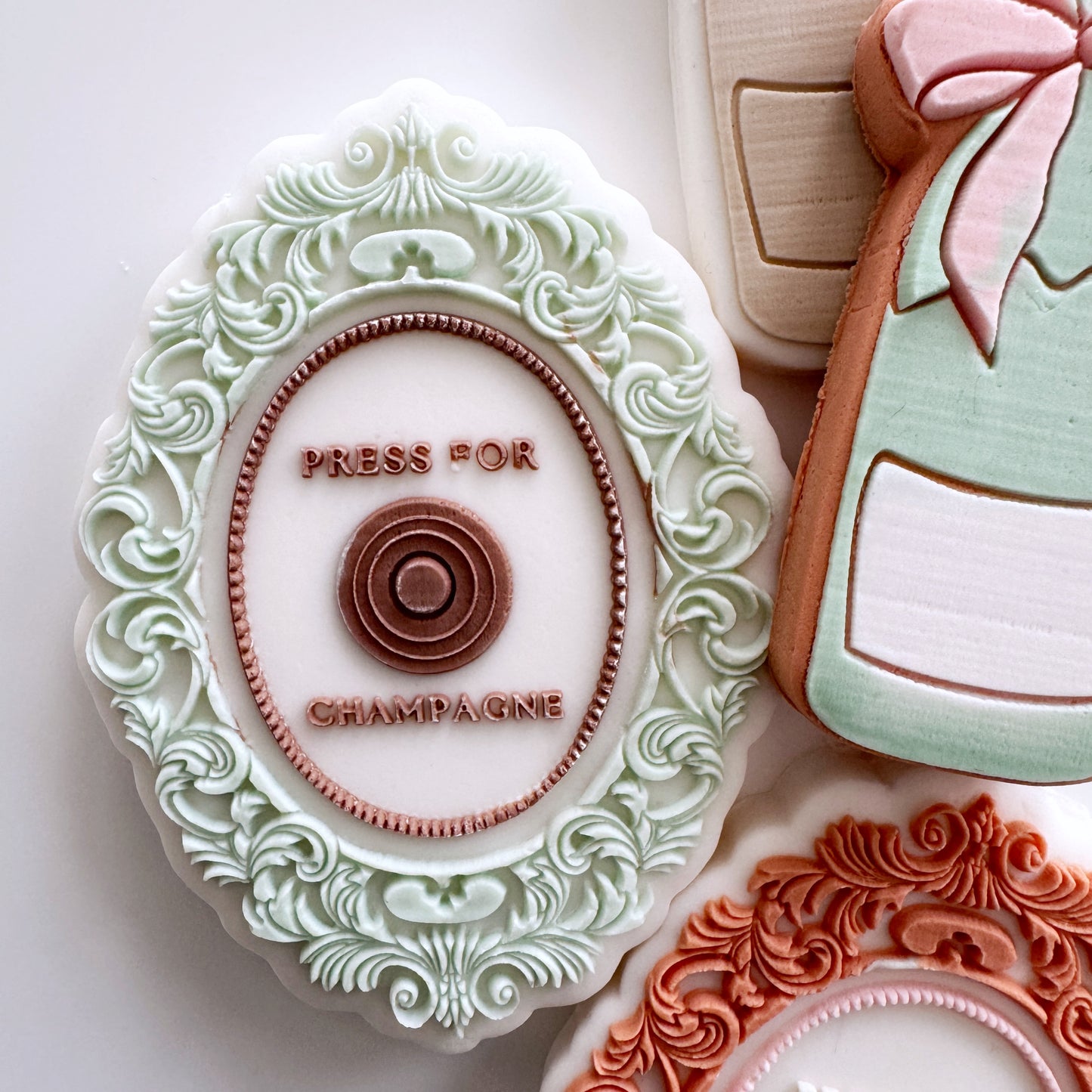 Press for Champagne Cookie Stamp & Cutter