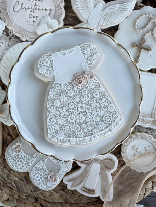 Girls Lace Dress Cookie Stamp & Cutter
