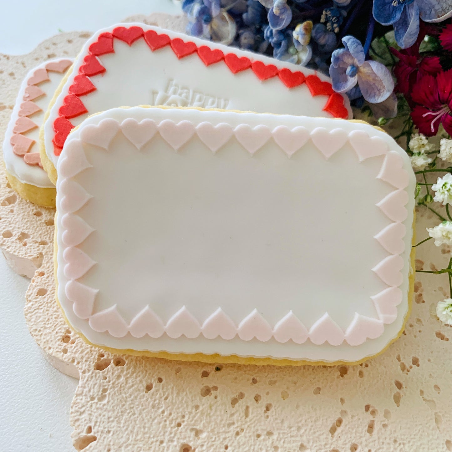 8cm Rectangle Heart Border Cookie Stamp & Cutter