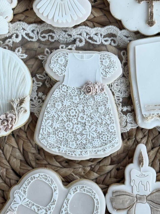 Girls Lace Dress Cookie Stamp & Cutter