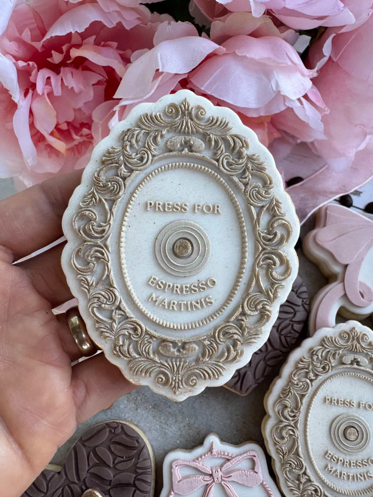 Press for Espresso Martinis Cookie Stamp & Cutter