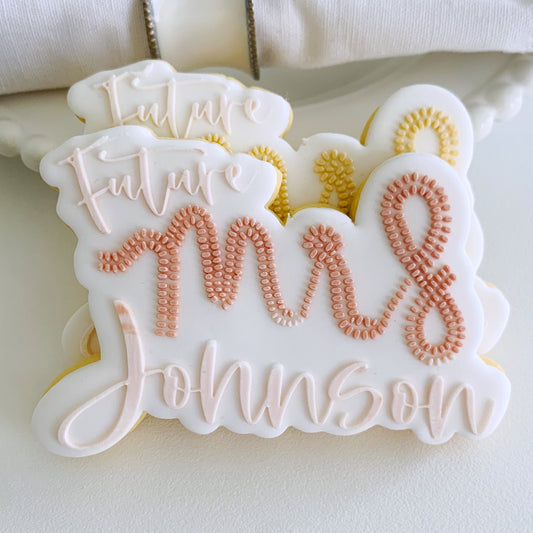 Personalised Beaded Future Mrs Cookie Stamp & Cutter