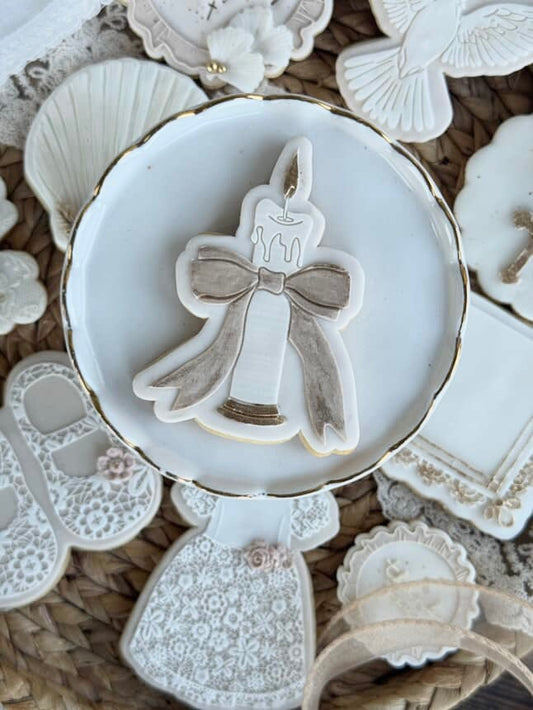 Candle with Bow Cookie Stamp & Cutter