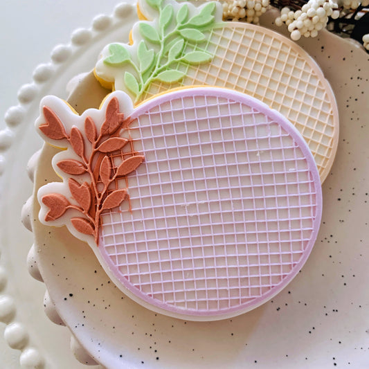 Lattice leaf Round Cookie Stamp & Cutter