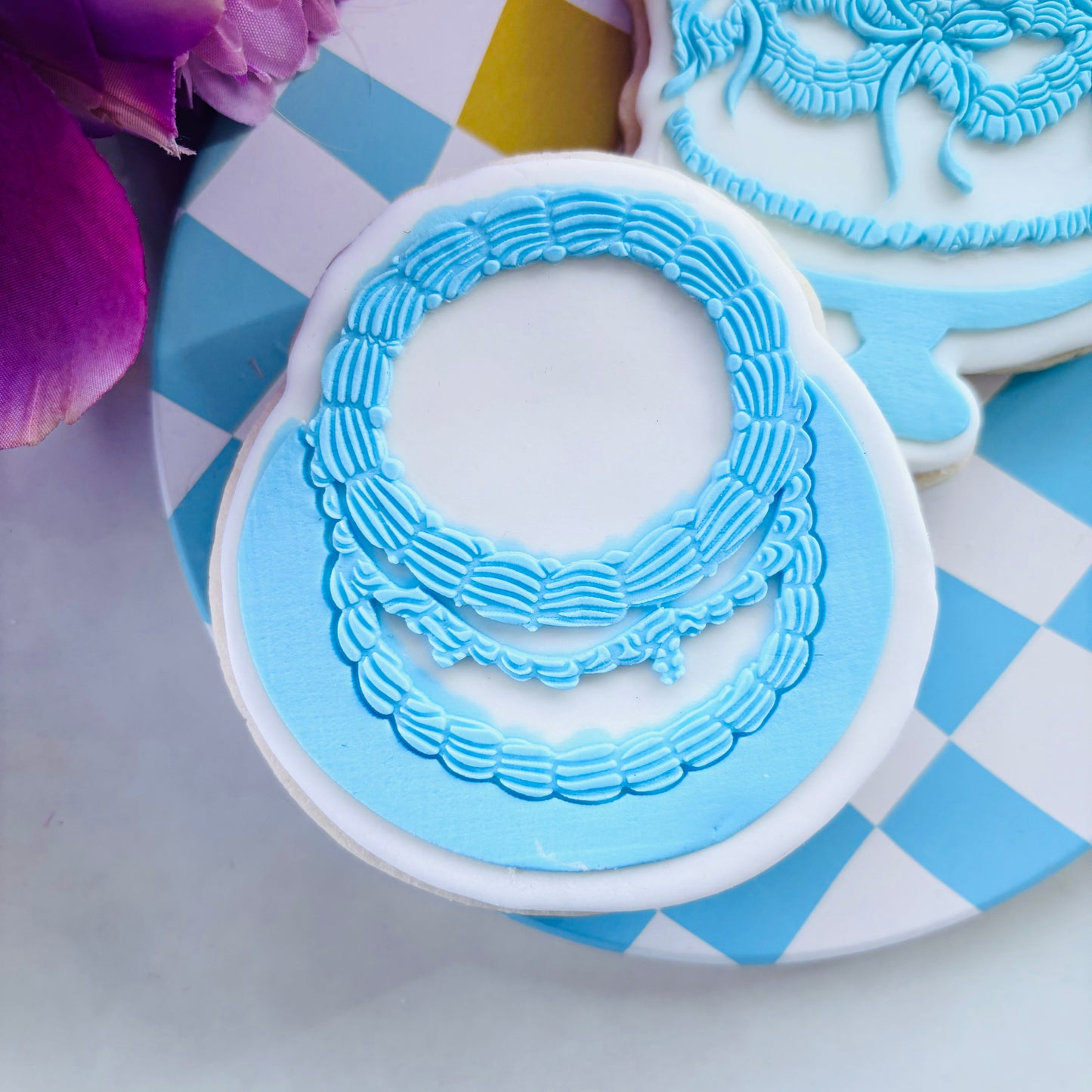 Round Lambeth Cake Cookie Stamp & Cutter