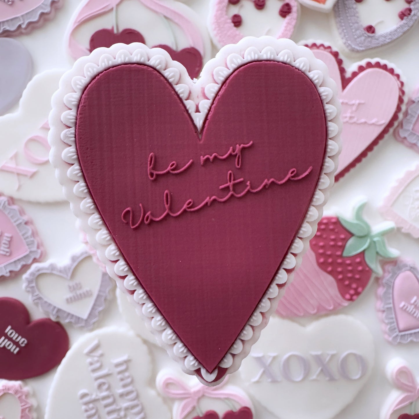 Be my Valentine Scallopped Heart Cookie Stamp & Cutter