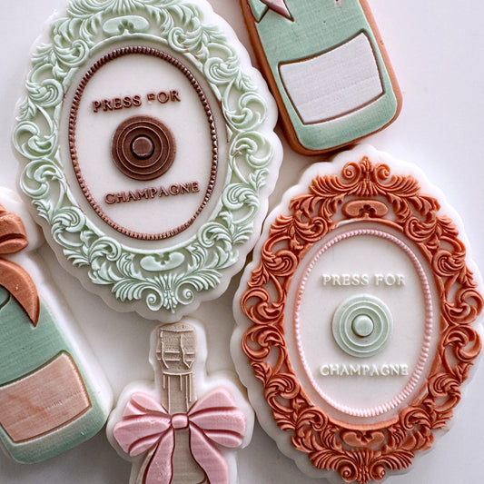 Press for Champagne Cookie Stamp & Cutter