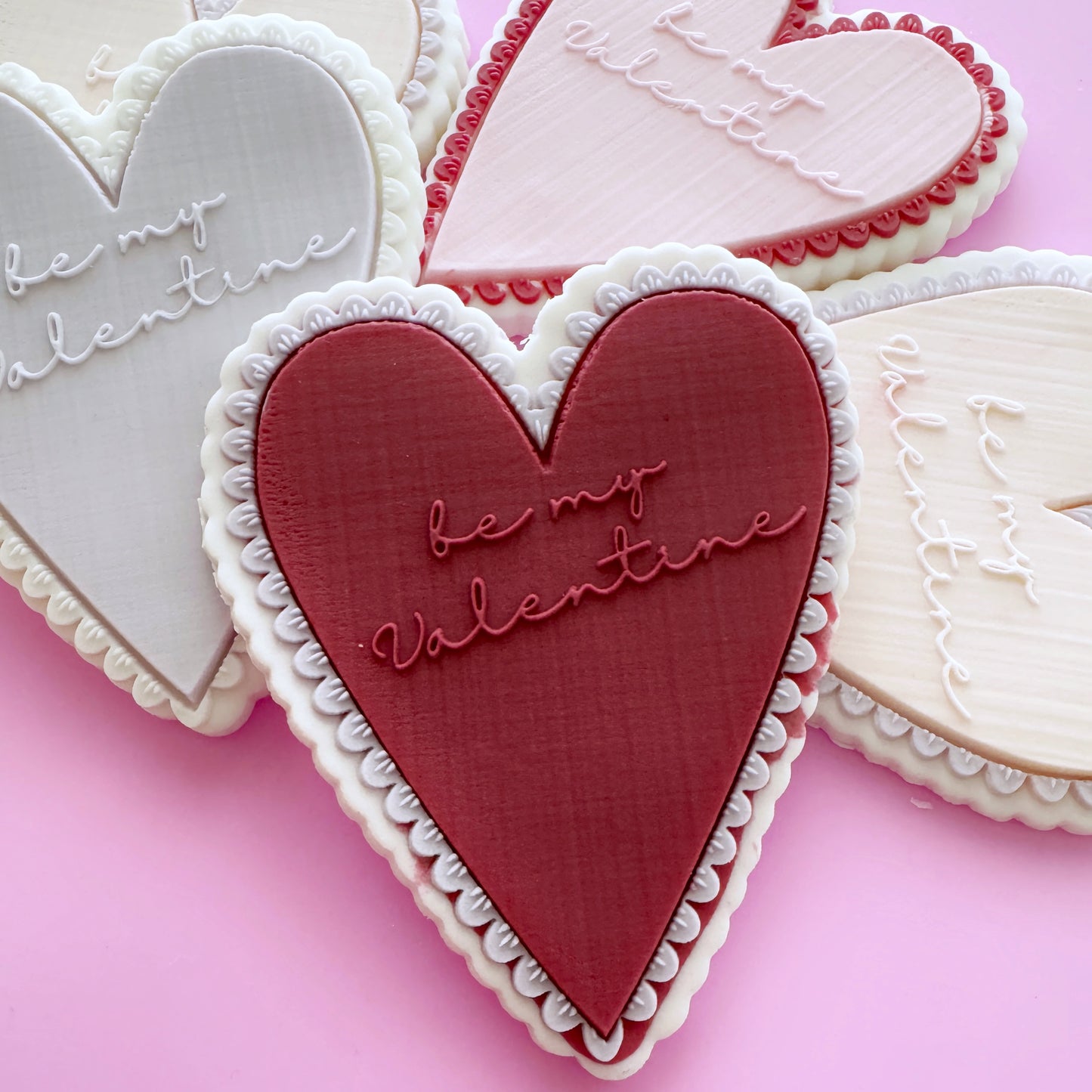 Be my Valentine Scallopped Heart Cookie Stamp & Cutter