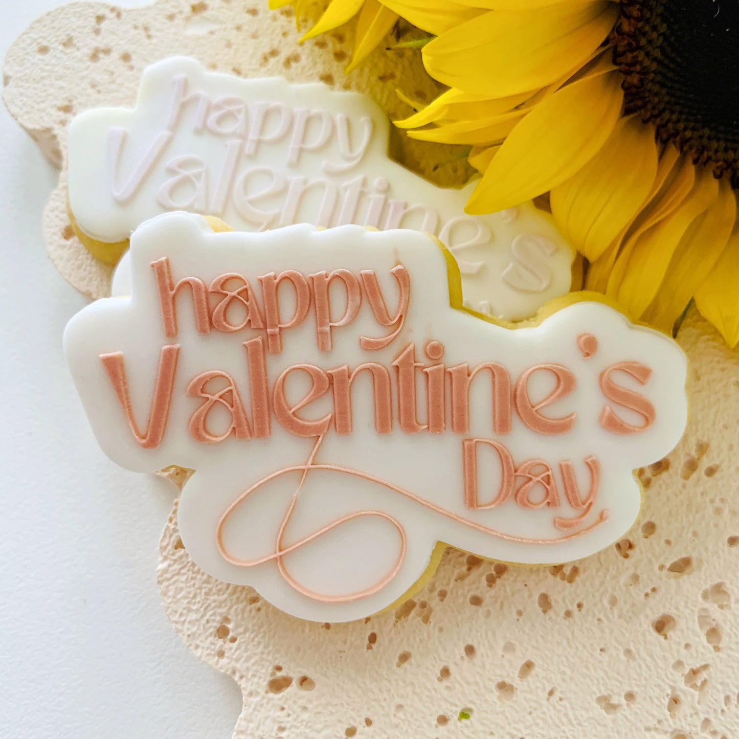 Modern Happy Valentine’s Day Cookie Stamp & Cutter