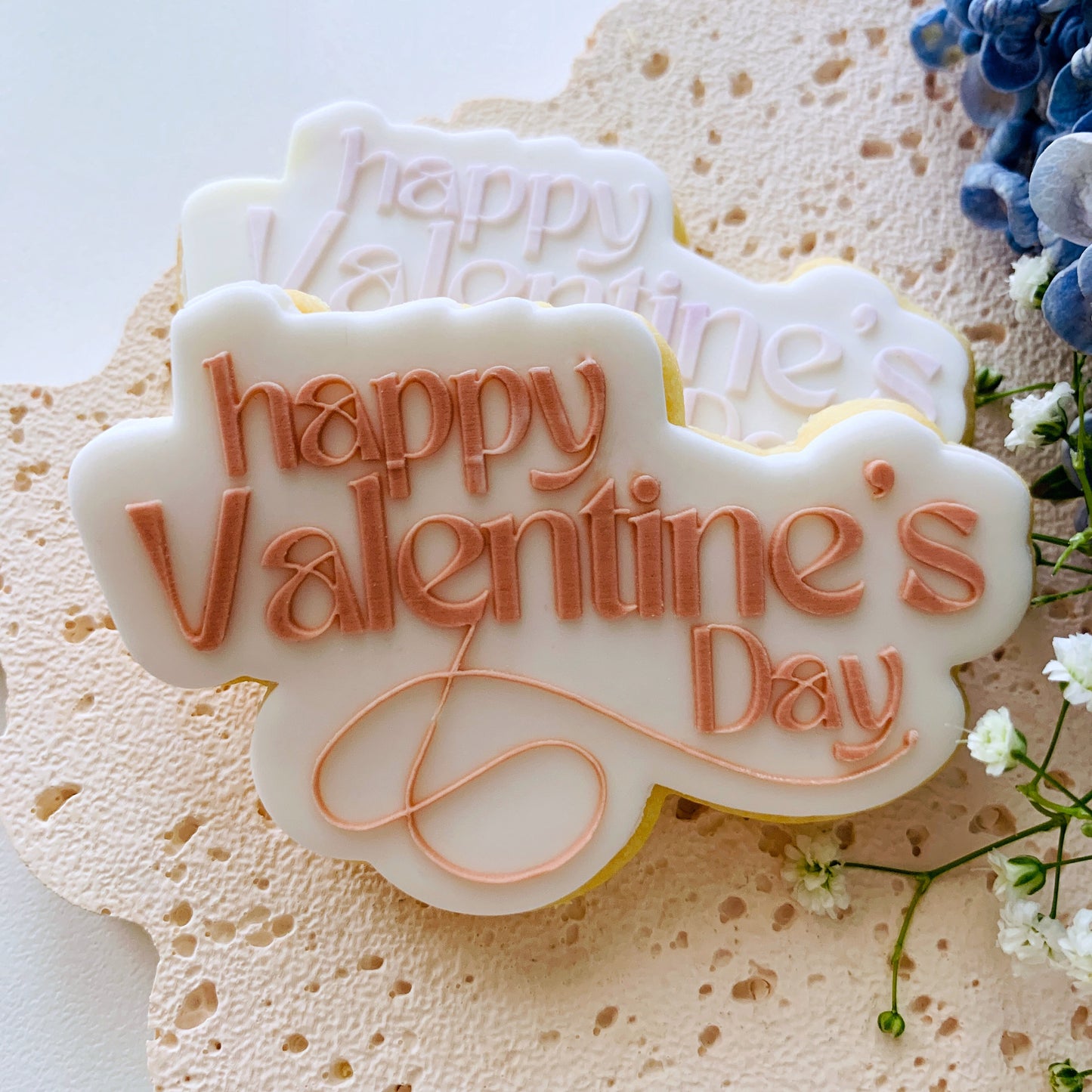 Modern Happy Valentine’s Day Cookie Stamp & Cutter