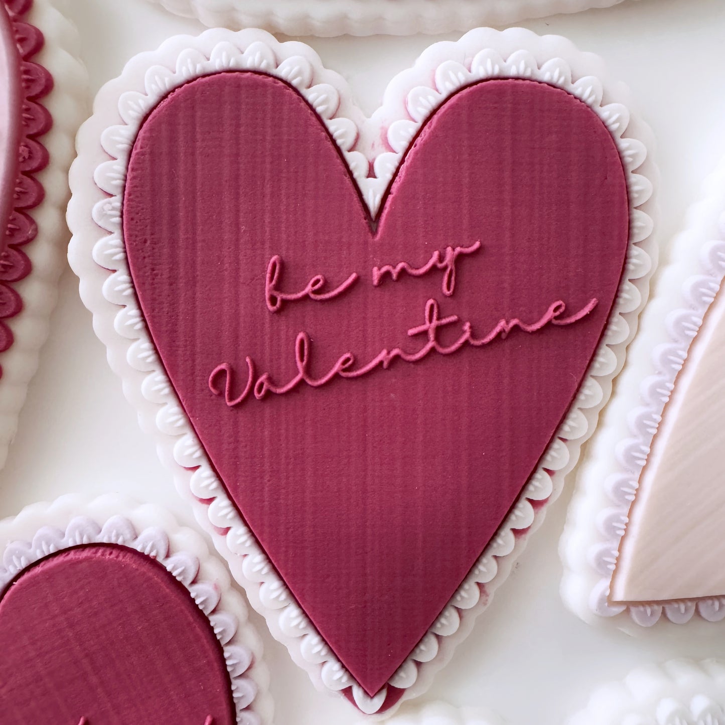 Be my Valentine Scallopped Heart Cookie Stamp & Cutter