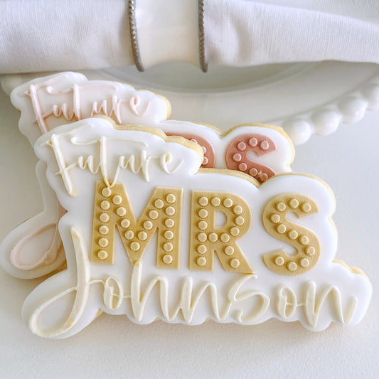 Personalised Glam Dot Future Mrs Cookie Stamp & Cutter