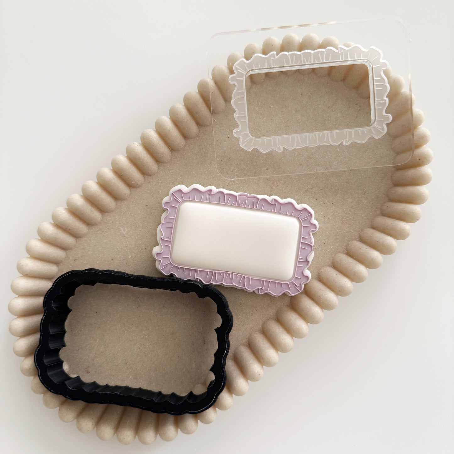 Cutout Rectangle Frilled Edge Cookie Stamp & Cutter