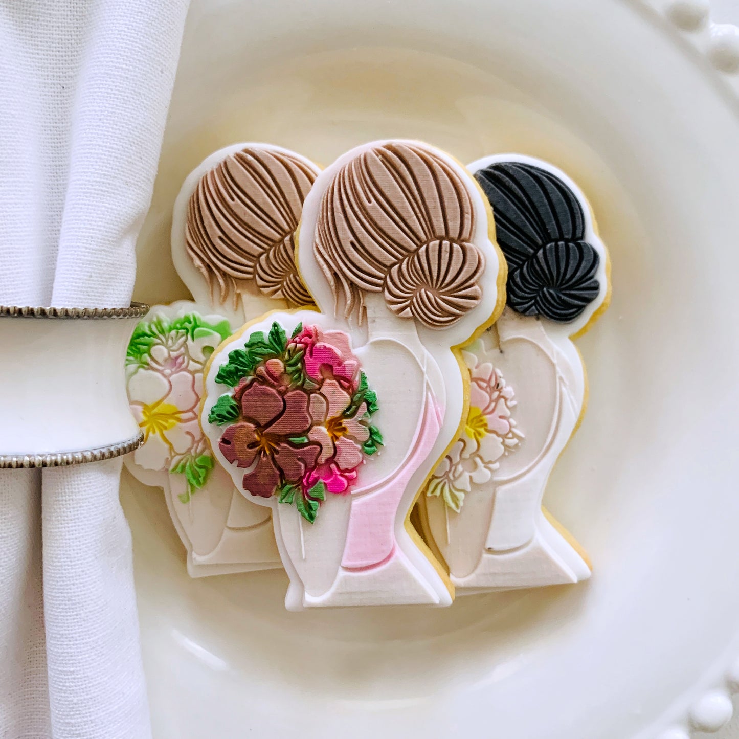 Woman with Flowers Cookie Stamp & Cutter