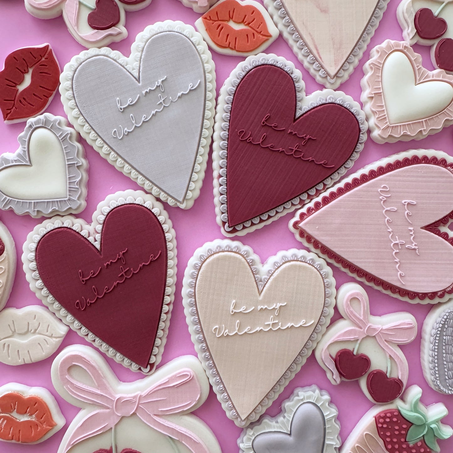 Be my Valentine Scallopped Heart Cookie Stamp & Cutter