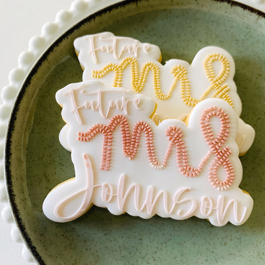 Personalised Beaded Future Mrs Cookie Stamp & Cutter