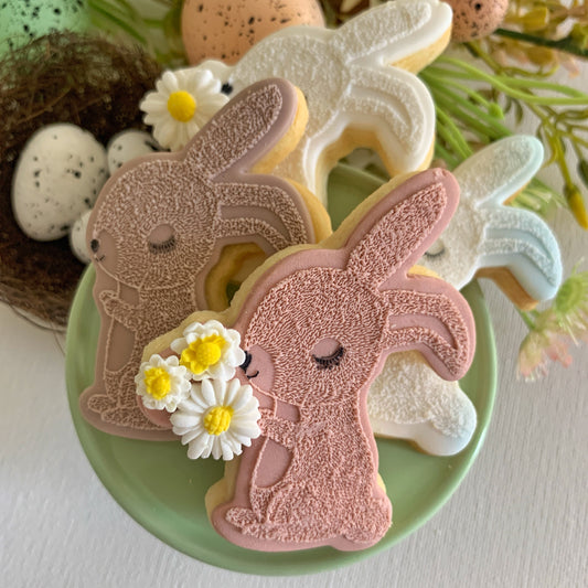 Small Blossom Bunny Cookie Stamp and Cutter