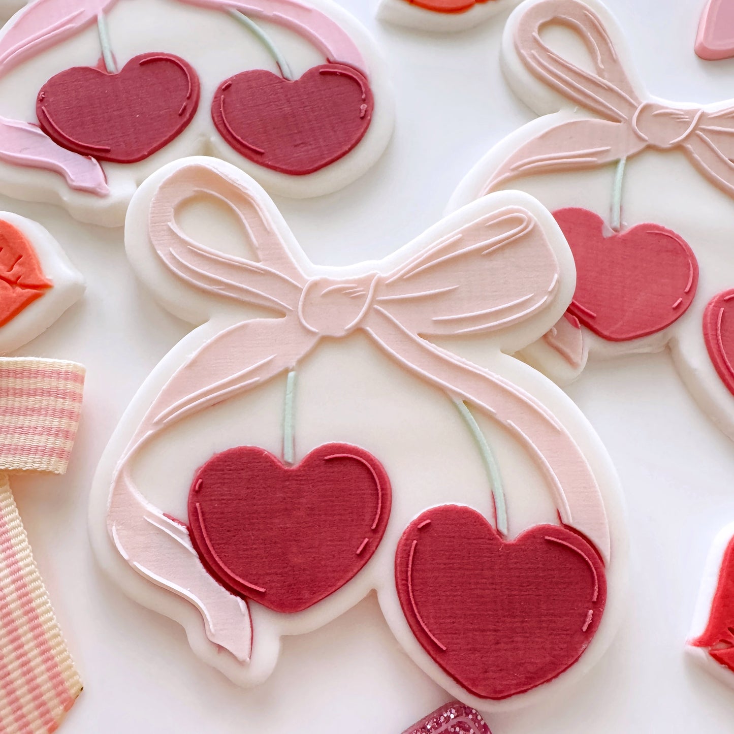 Standard Heart Cherries with Bow Cookie Stamp & Cutter