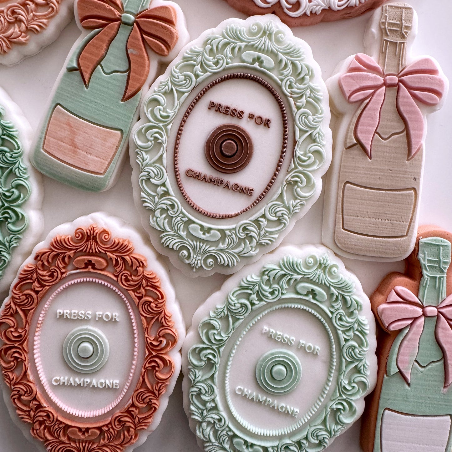 Press for Champagne Cookie Stamp & Cutter