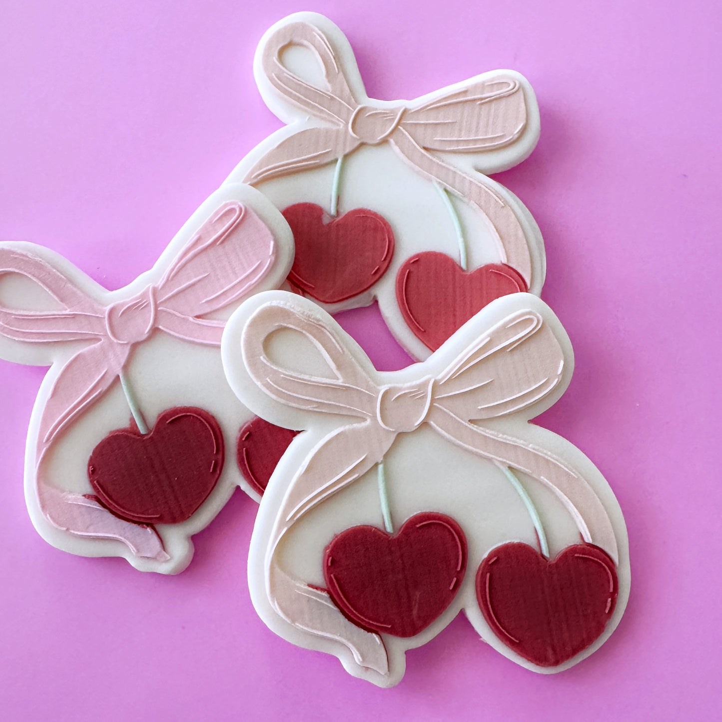 Standard Heart Cherries with Bow Cookie Stamp & Cutter