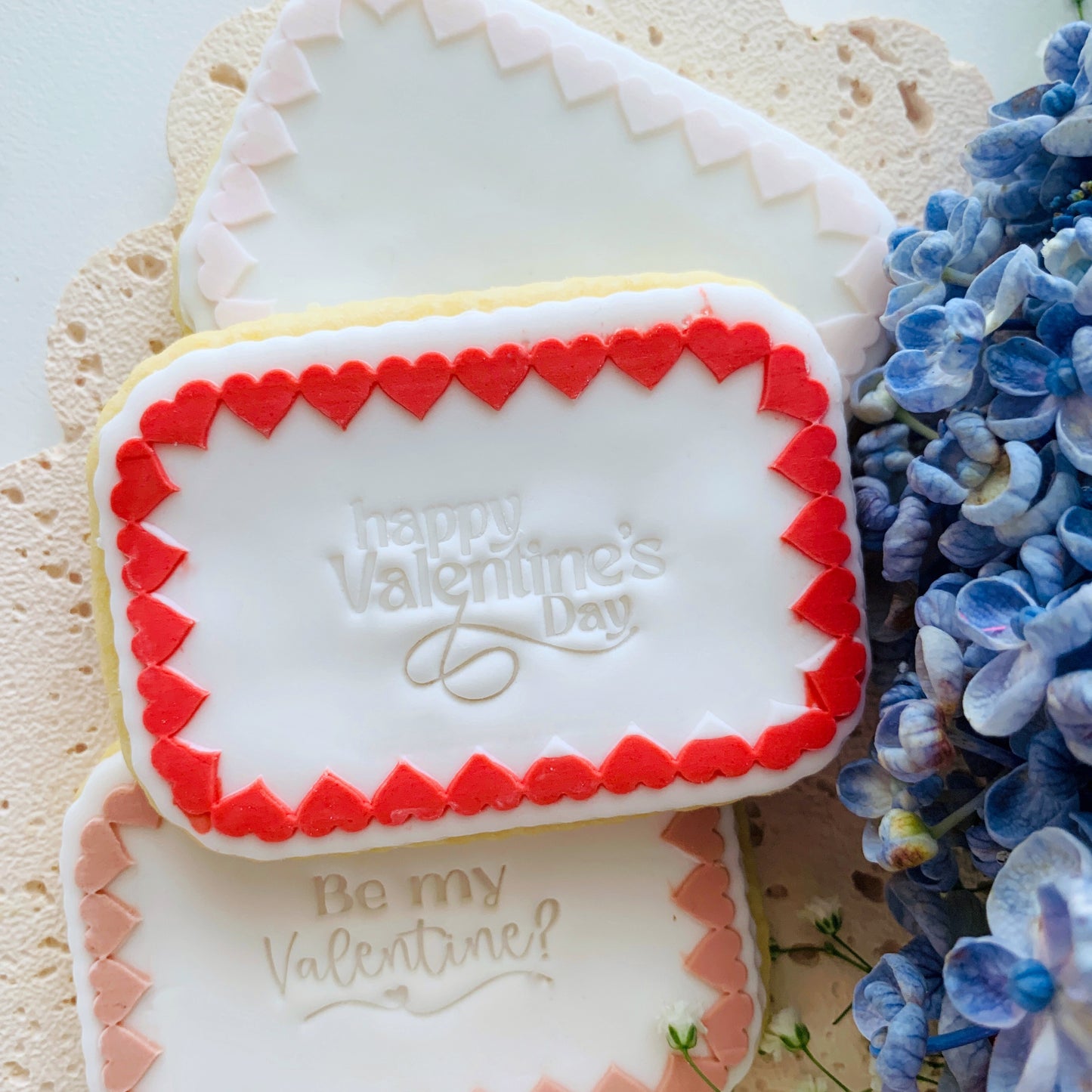 8cm Rectangle Heart Border Cookie Stamp & Cutter