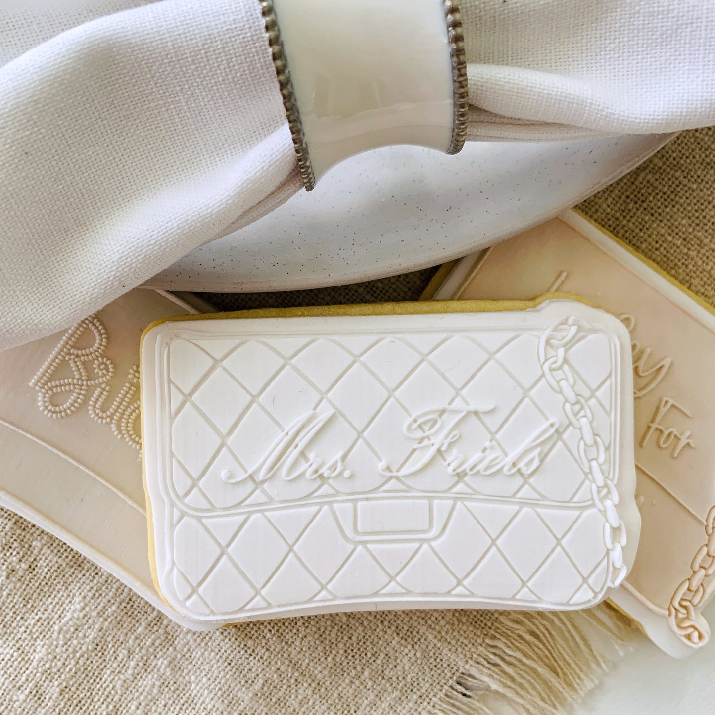 Personlised Quilted Bag Cookie Stamp & Cutter