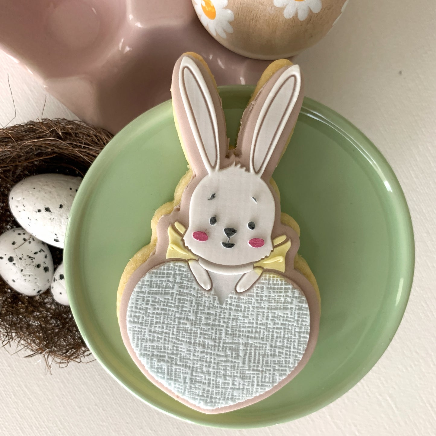 Bunny With Textured Heart Cookie Stamp and Cutter