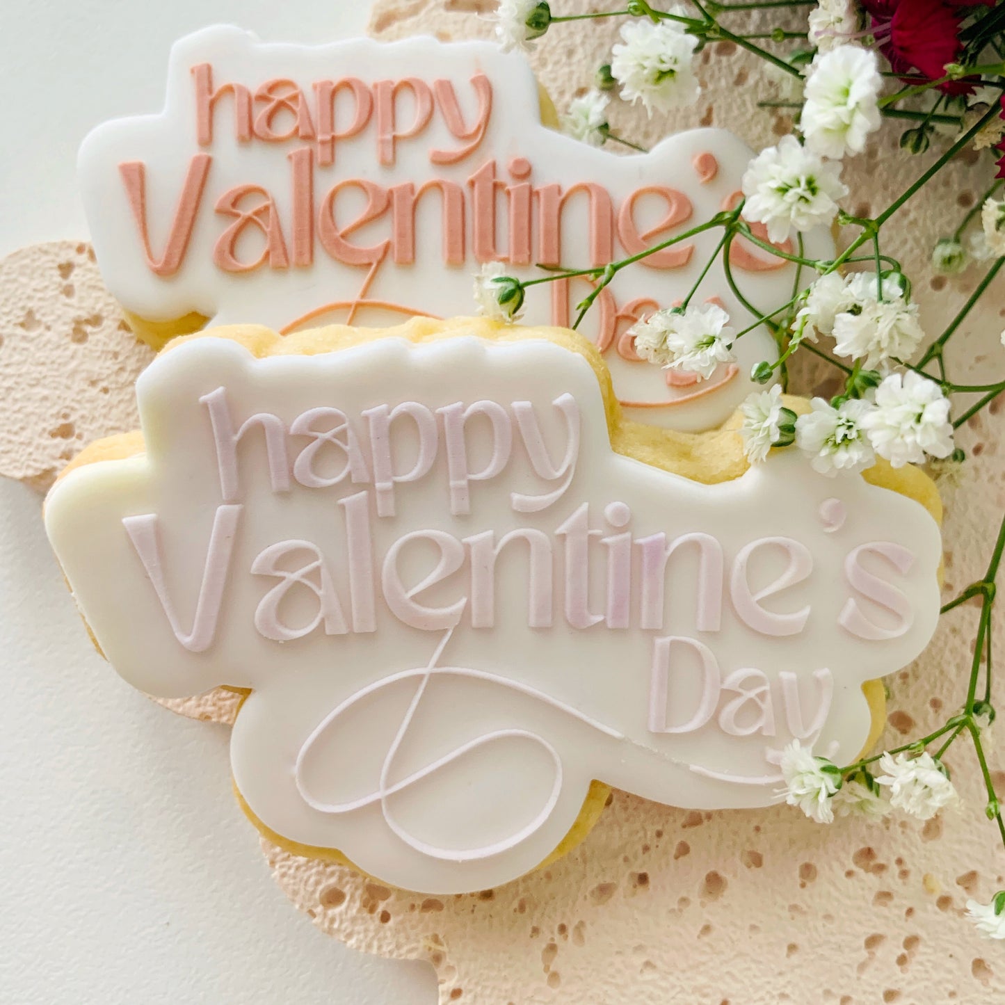 Modern Happy Valentine’s Day Cookie Stamp & Cutter