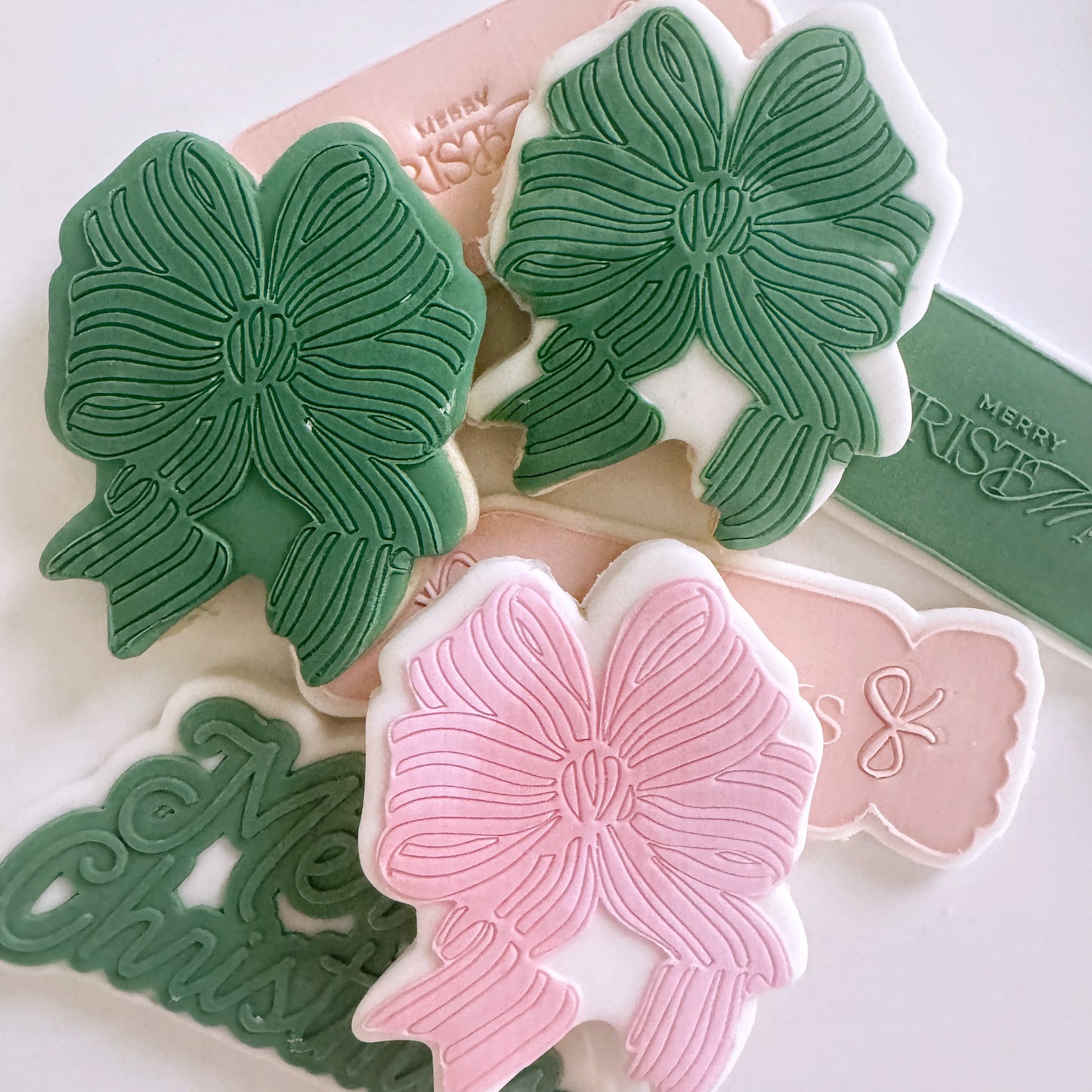 SALE - Striped Gift Bow Cookie Stamp & Cutter