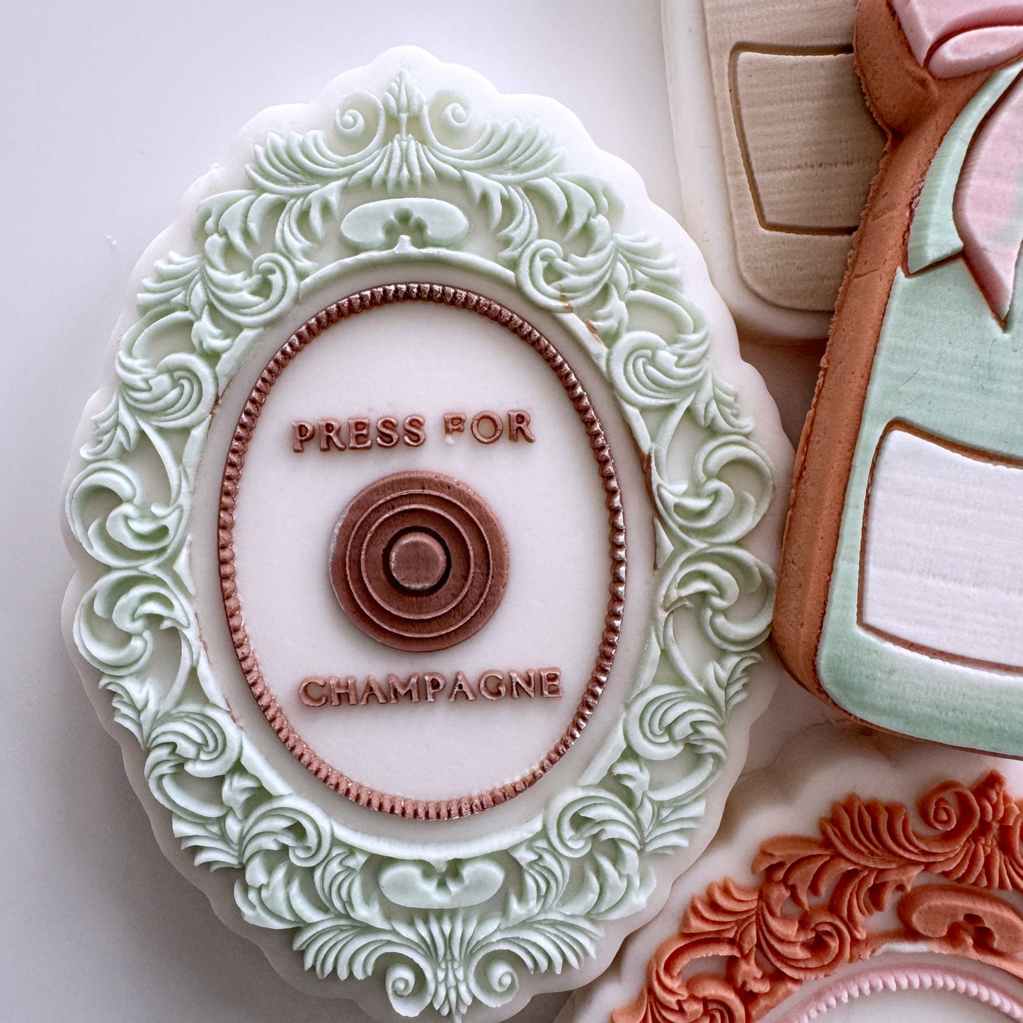 Press for Champagne Cookie Stamp & Cutter