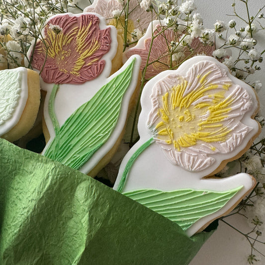 Tulip Flower with Leaf Cookie Stamp & Cutter