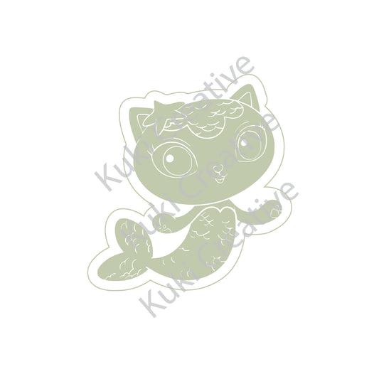 Gabby Dollhouse Mercat Cookie Stamp & Cutter