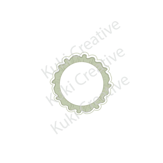 Mini Round Frilled Edge Cookie Stamp & Cutter