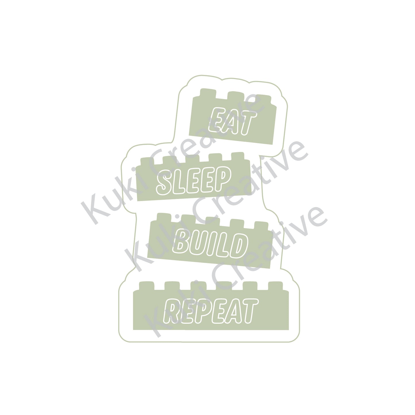 Eat sleep build repeat Cookie Stamp & Cutter