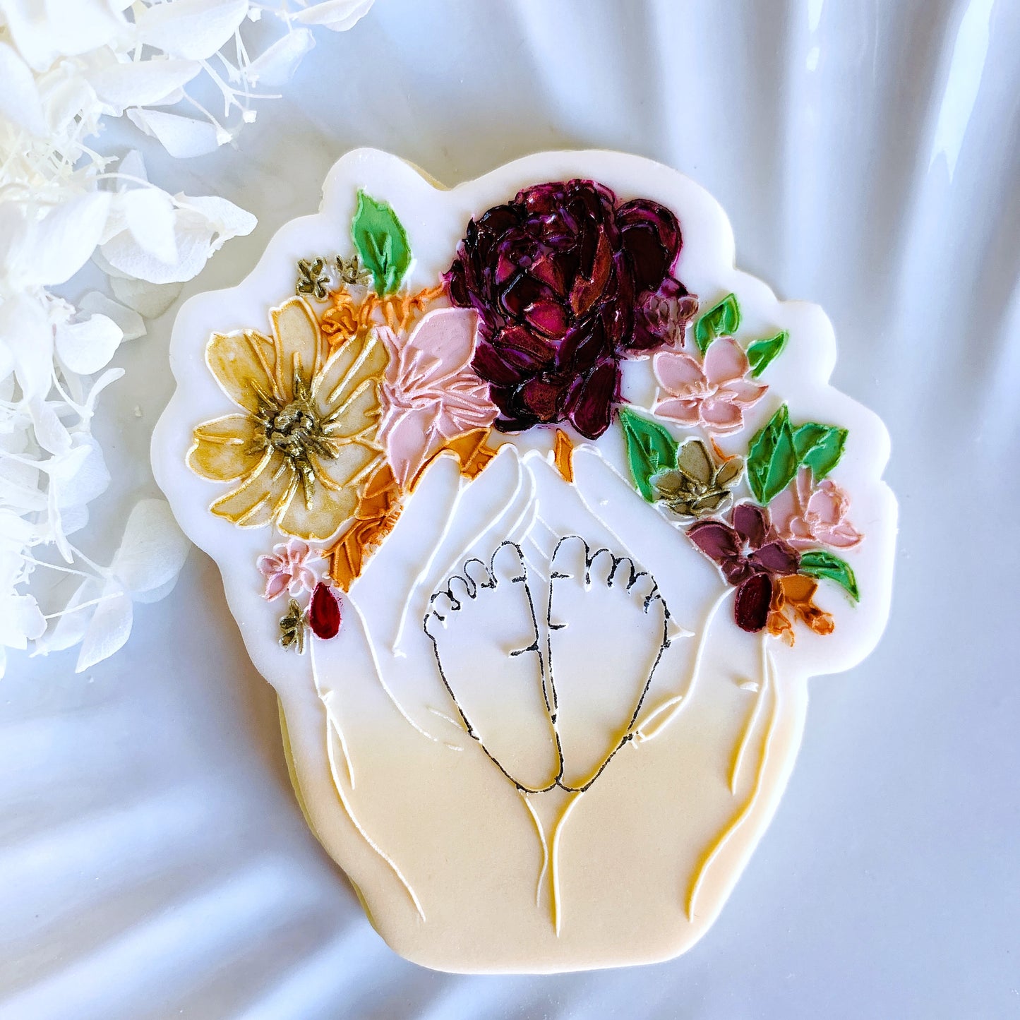 SALE - Floral Mother & Baby Cookie Stamp & Cutter