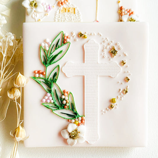 Floral Cross Cookie Stamp and Cutter