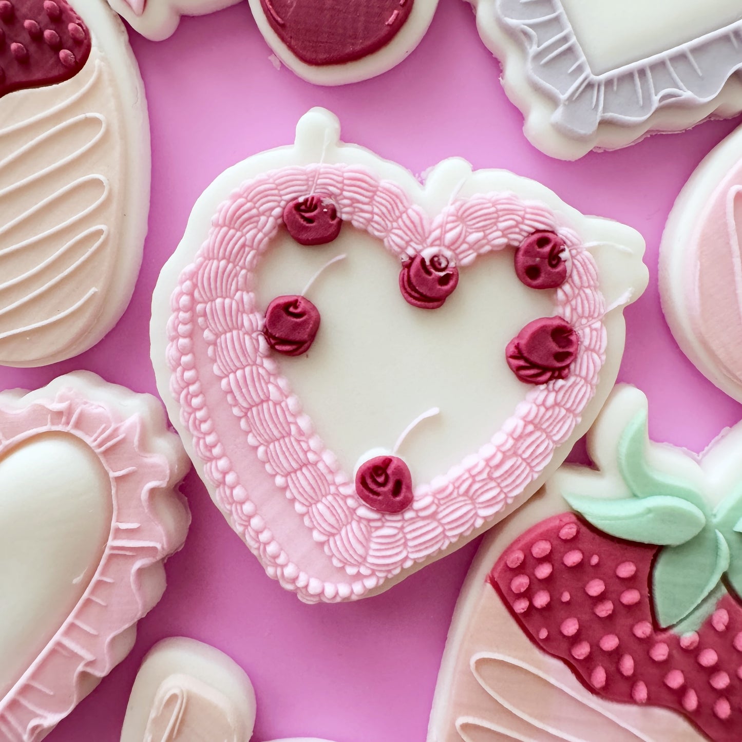 Mini Heart Cake Cookie Stamp & Cutter