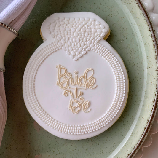 Bride to Be Beaded Diamond Ring Cookie Stamp & Cutter