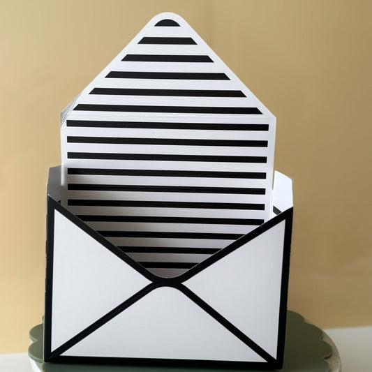 Envelope Gift Box - White Black stripe