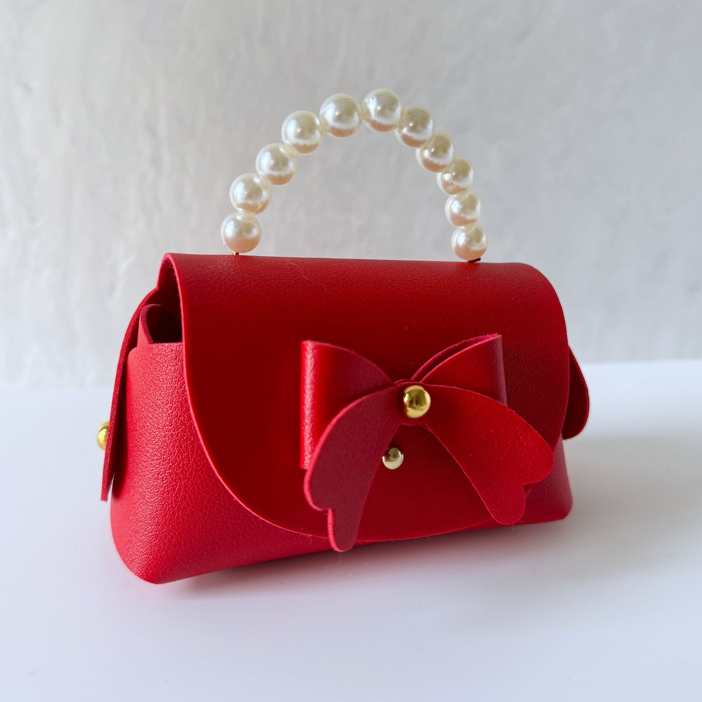 Mini Pearl Handle Gift Bag - Red