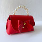 Mini Pearl Handle Gift Bag - Red